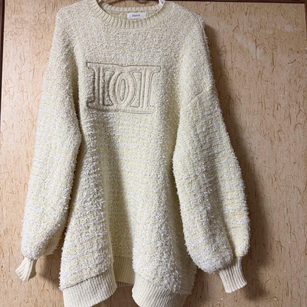 DD ダーリッチ ロゴツイードニットプルオーバー イエロー