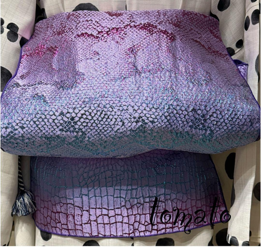 大人兵児帯【ブラックリリー】【クロコダイルパープル】のセット