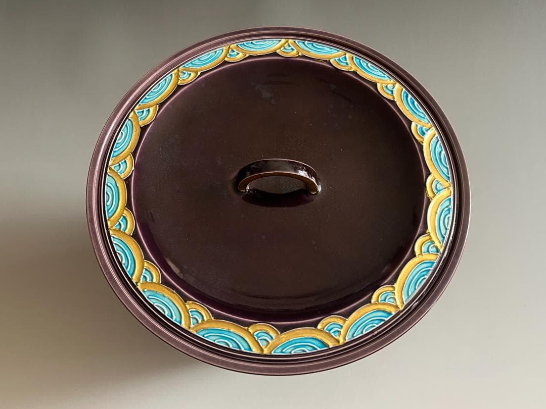 勝美永泉造　紫交趾　青海波　水指　茶道具