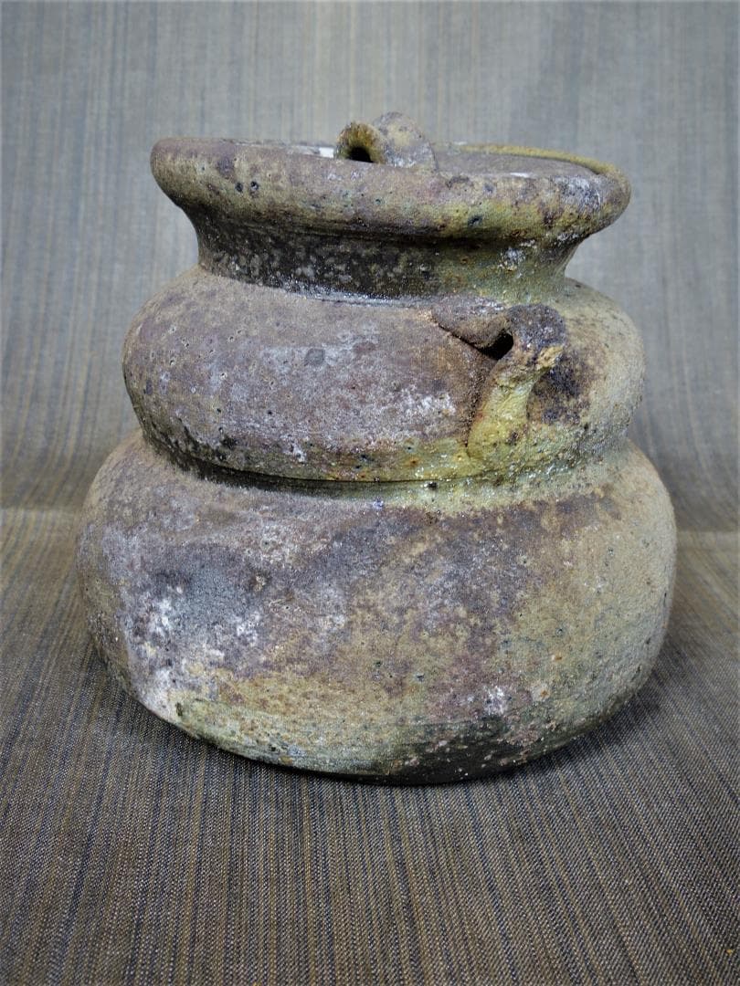 中里隆★ 唐津南蛮 耳付水指★共箱・布・栞