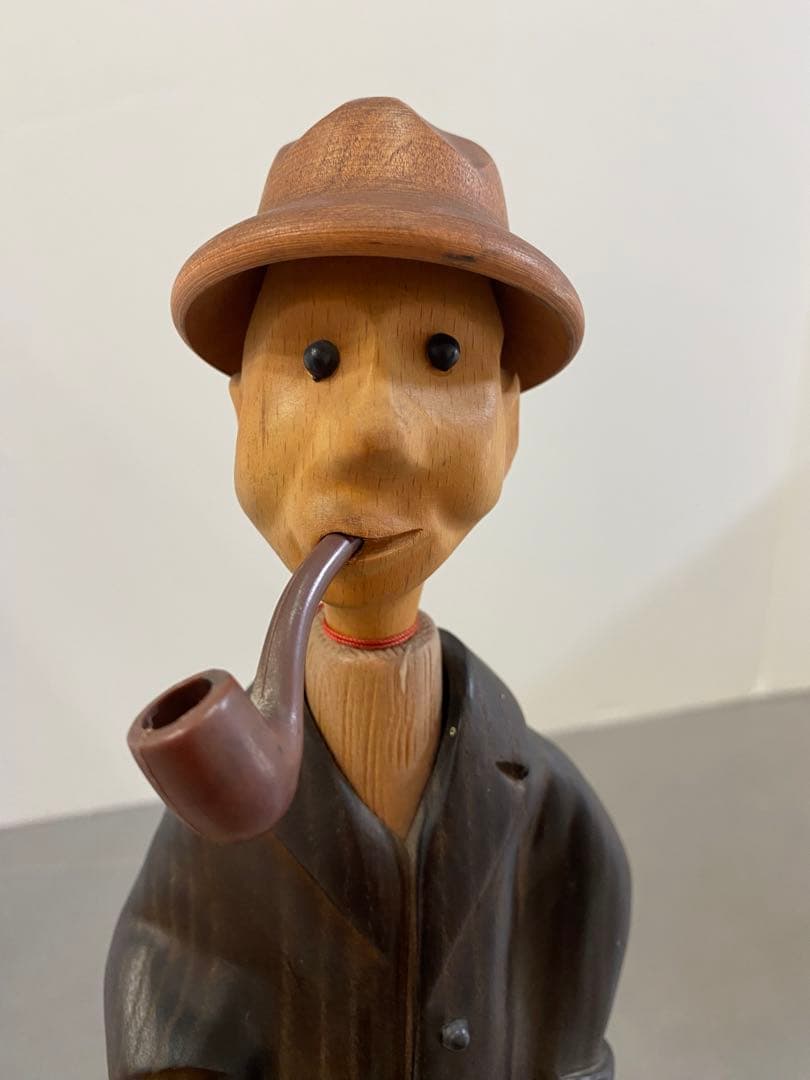 【コンタック】 ROMER イタリア製 ヴィンテージ 木彫り人形 釣り人