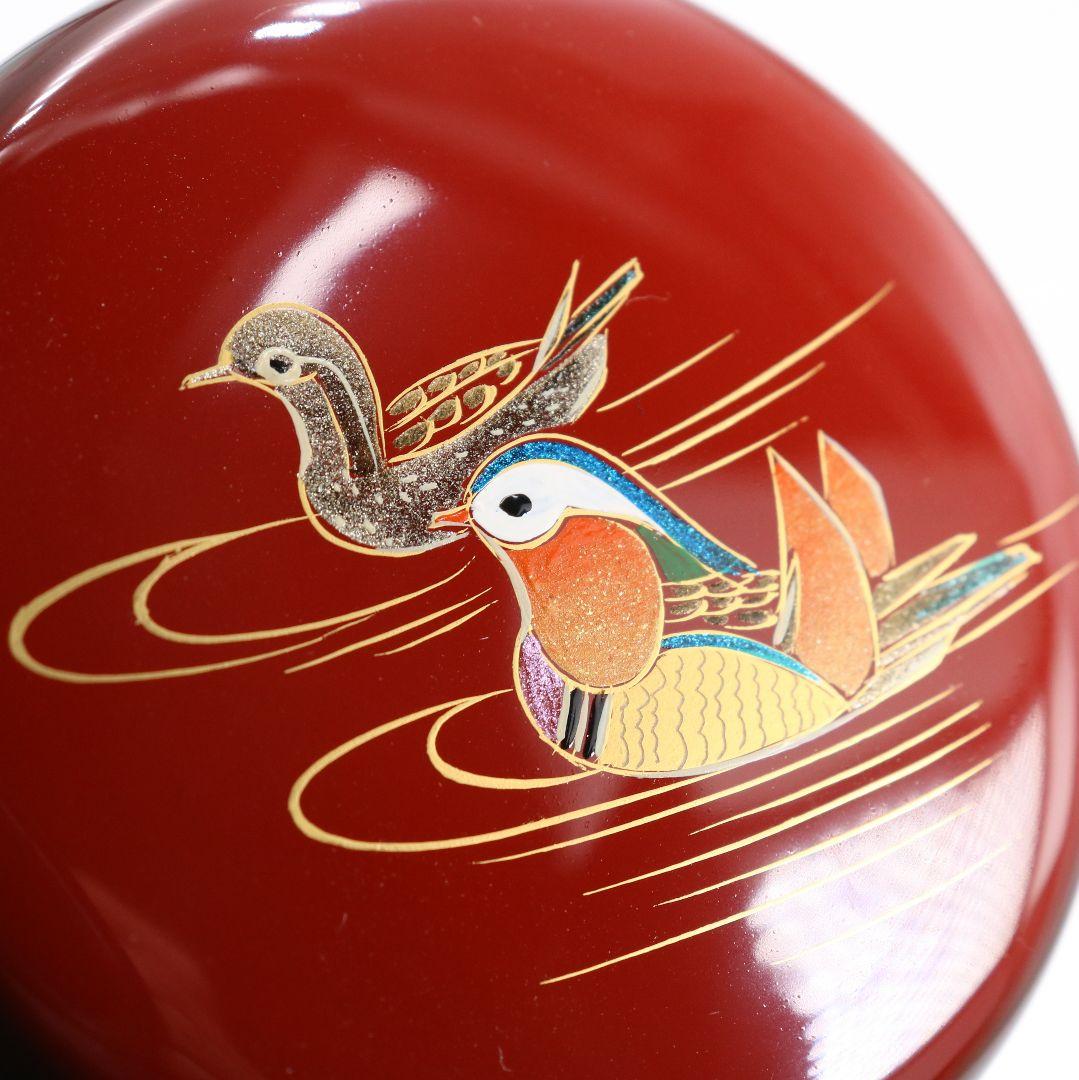 蒔絵師 中林貴山作 日の出 鴛鴦蒔絵 平棗 茶道具 共箱　V869　N6