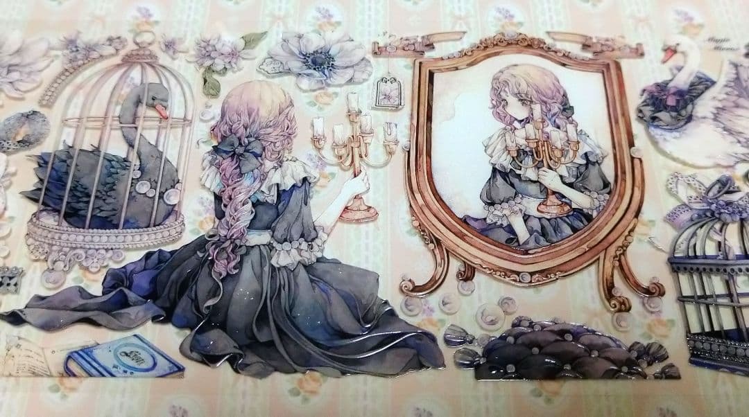 ✩再販✩J689＃天鹅记(水晶)LION切り売り海外人物マステ女の子