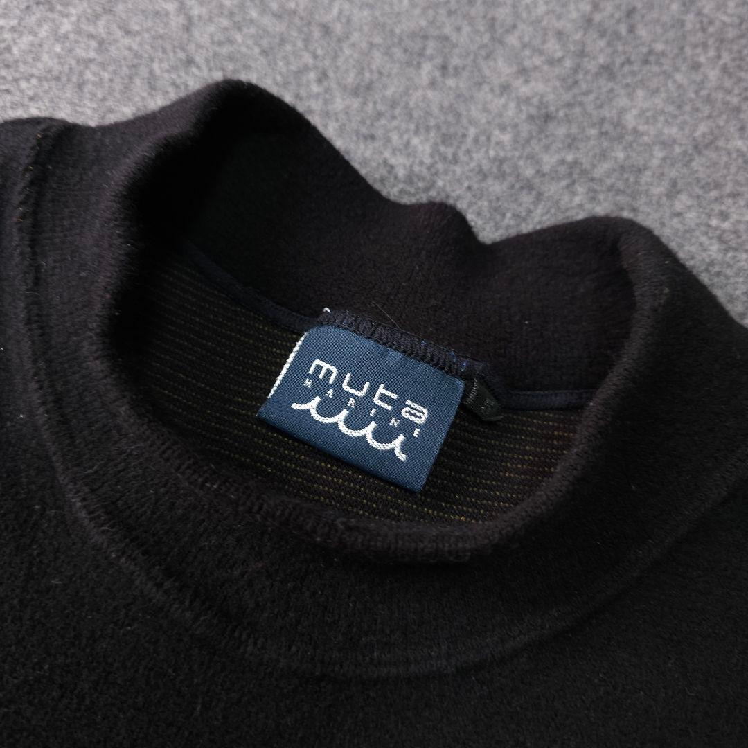ムータマリンゴルフ 長袖モックネックトレーナーシャツ ロゴワッペン M 薄起毛