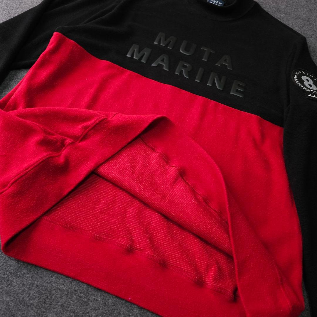 ムータマリンゴルフ 長袖モックネックトレーナーシャツ ロゴワッペン M 薄起毛
