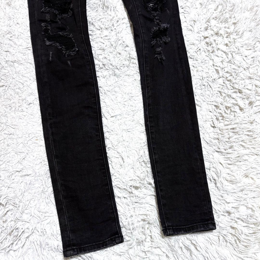 【極美品】mnmlミニマル　ダメージ加工スキニーデニムジーンズ　バンダナ　w30