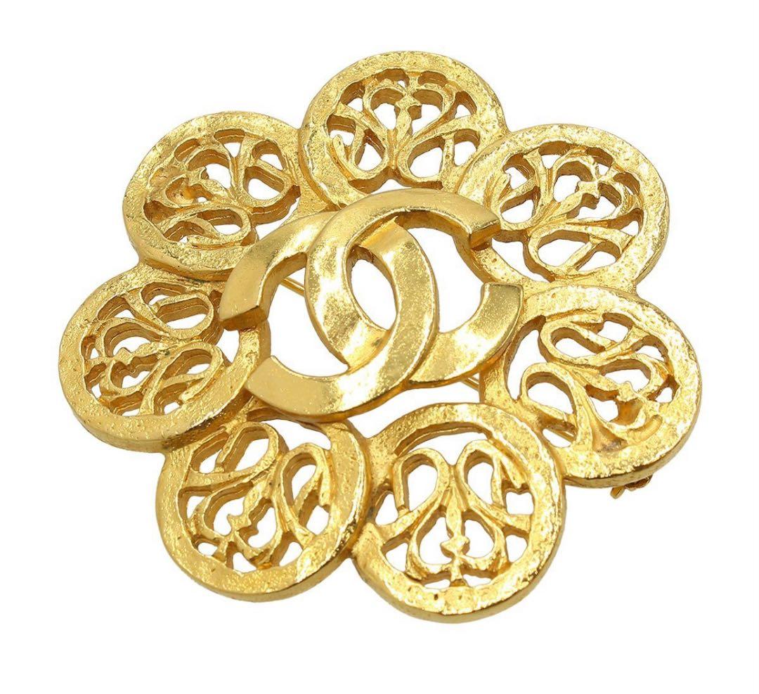 R2539 美品 シャネル ココマーク フラワーモチーフ ブローチ