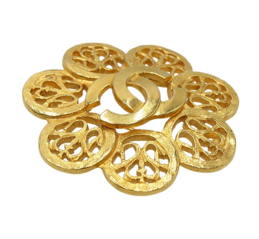 R2539 美品 シャネル ココマーク フラワーモチーフ ブローチ