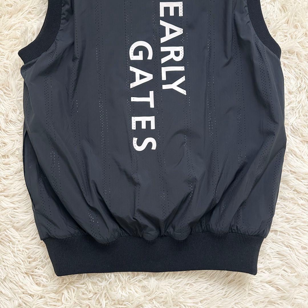 美品✨️パーリーゲイツ 24年 リバーシブル ロゴ総柄 ニットベスト ネイビー L