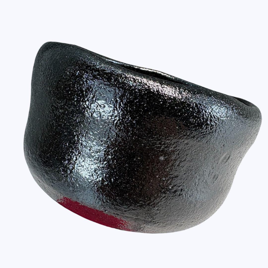 【中古品】玉水窯　黒茶碗　法谷文雅書付　銘『松風』共箱