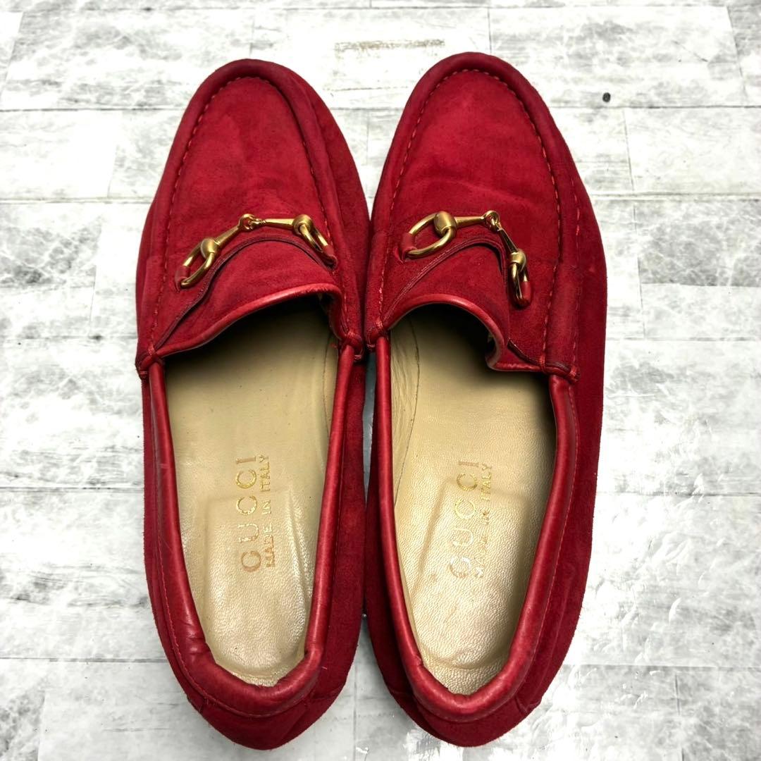 GUCCI グッチ　ホースビット　ビットローファー　スエード　赤