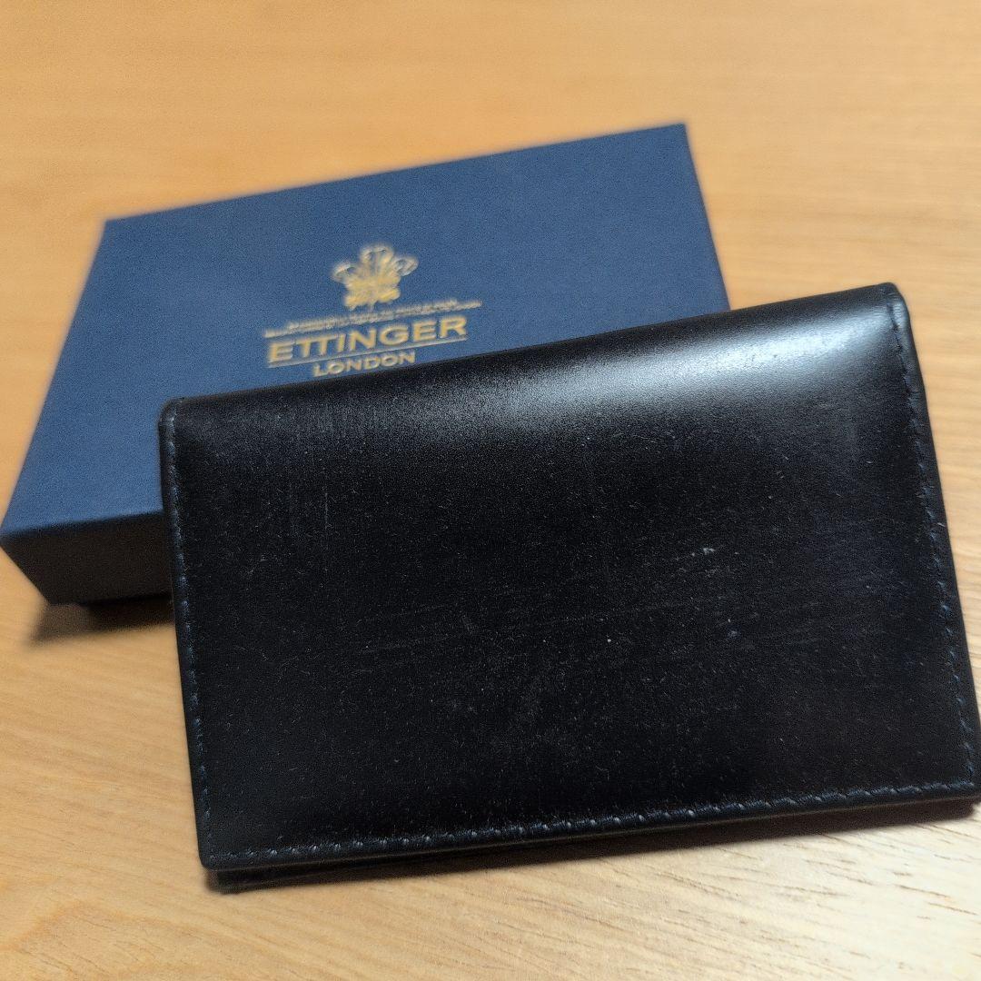 ETTINGER 名刺入れ ネイビー/イエロー ロイヤルコレクション