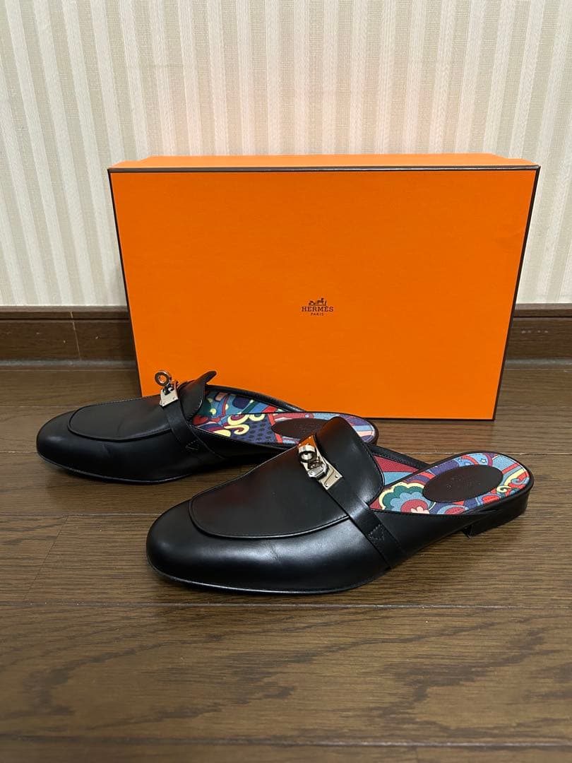 HERMES オズ　ブラック ミュール　シルバー金具　ケリー金具