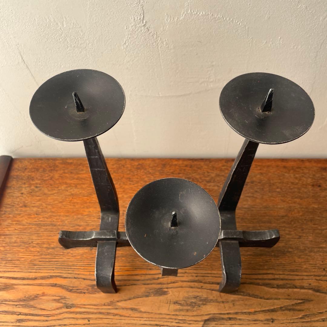 ハンガリー製 アイアン　燭台　ミッドセンチュリー　金工作家　キャンドルホルダー