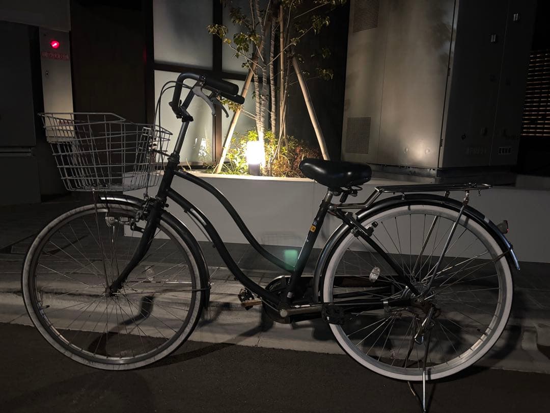 【値下げ】シティサイクル ブラック 26インチ 前カゴ付き　東京