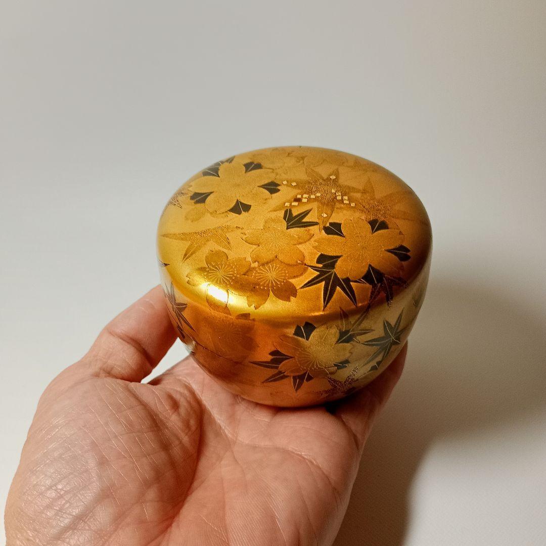 月峯作　総金地雲錦蒔絵　棗　共箱　茶道具