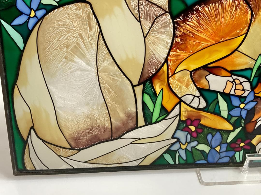 2001年 大判 ティファニー キャット ジョン・ベーカー ステンドグラス 猫