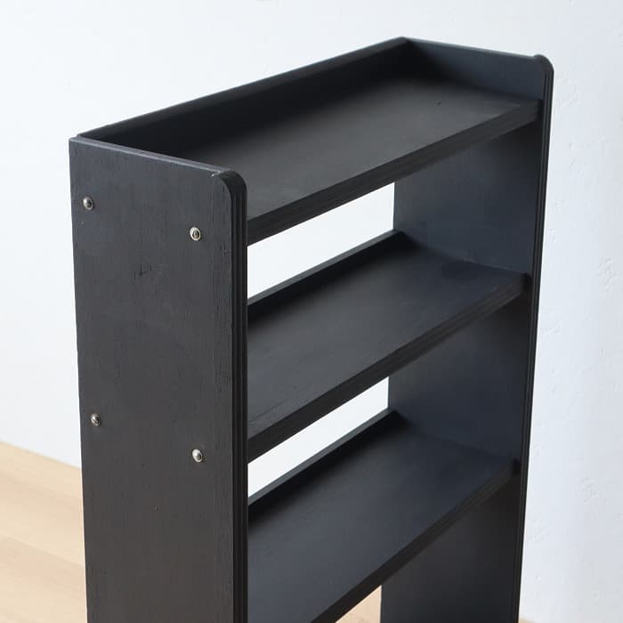 アンティーク ブラック 本棚 書棚 無垢材 収納棚 古家具 昭和レトロ