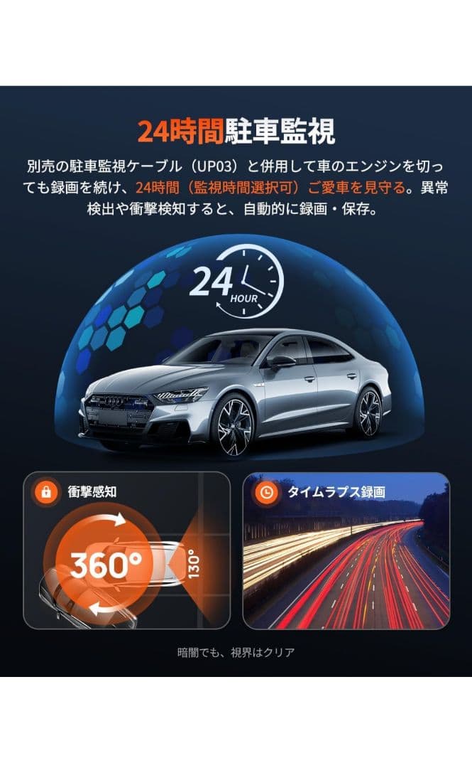 70mai Dash Cam 4K Omni ドライブレコーダー 前後2カメラ