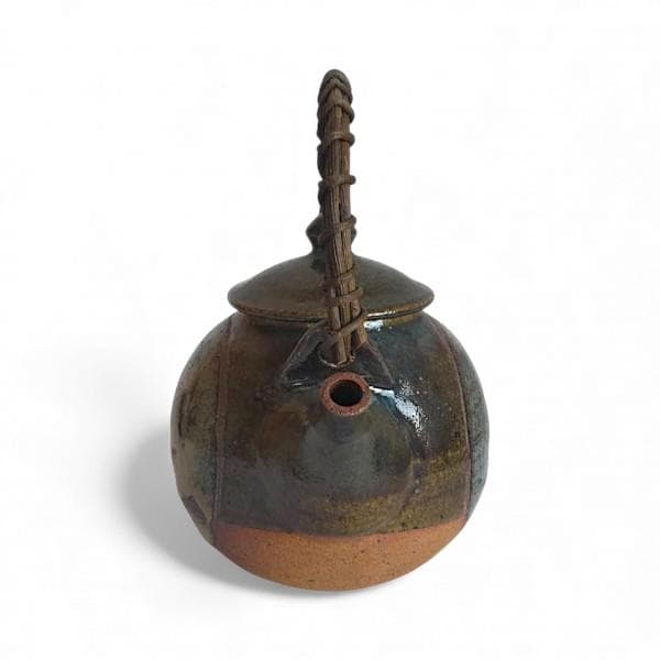 中村芳楽 作 天月窯 急須 湯呑 セット 竹製茶托付き 陶芸 茶器 煎茶器