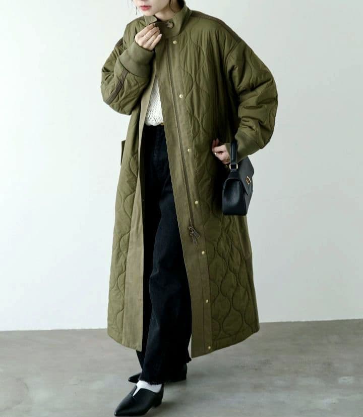 Pual ce cin 異素材MIXモッズコート キルティングコート ロング