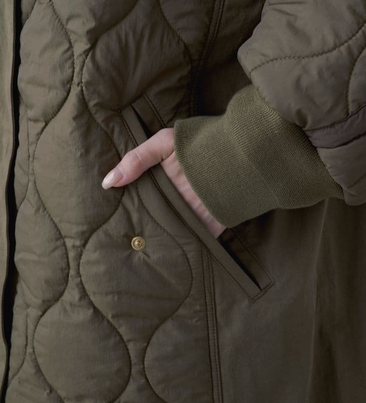 Pual ce cin 異素材MIXモッズコート キルティングコート ロング