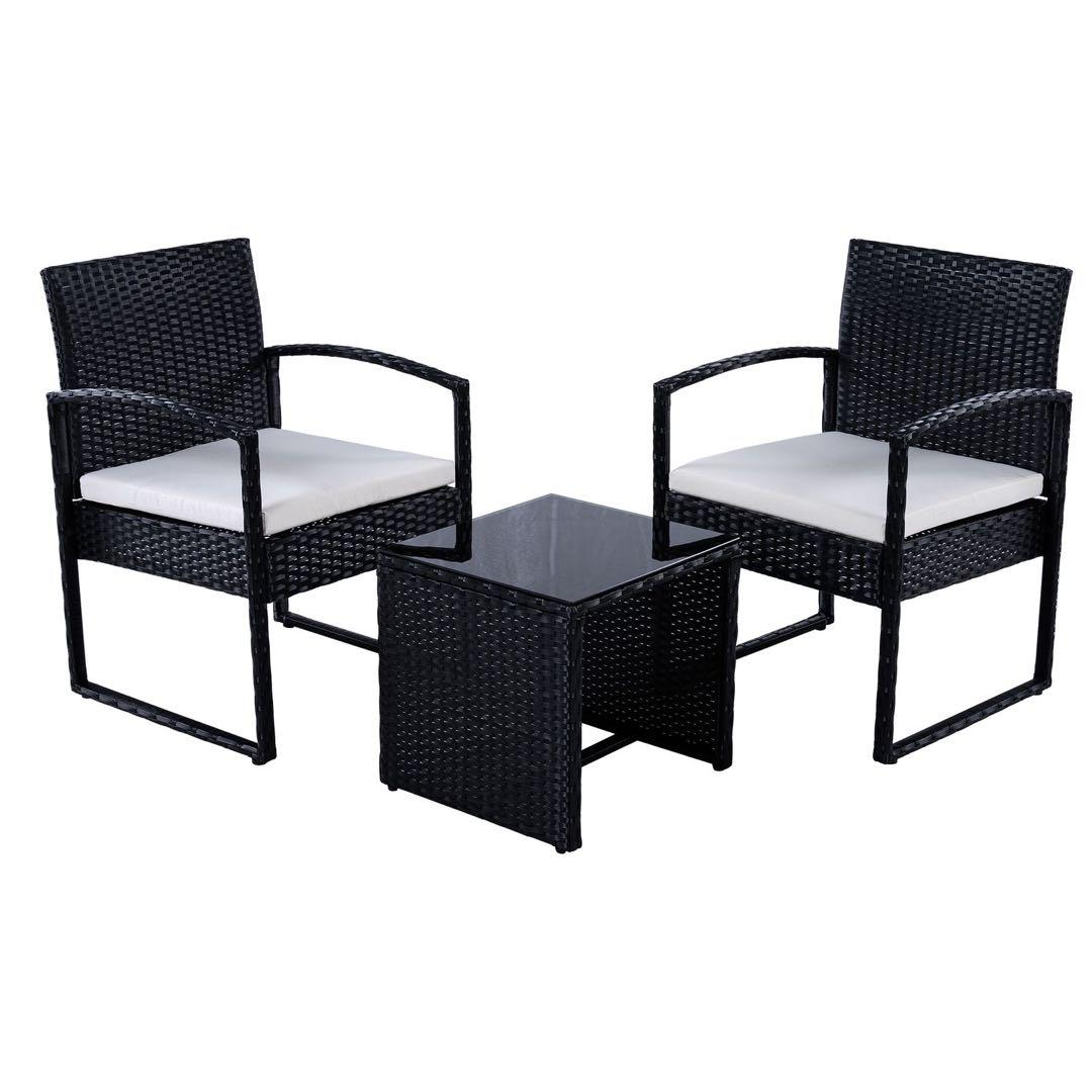 ラタン調 ガーデンファニチャー 3点 ガーデンテーブル ガーデンチェアーラタン調