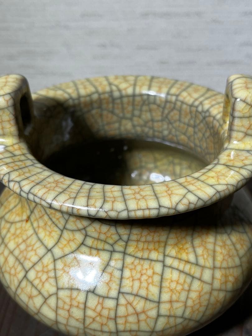 明　哥釉三足香炉　明時代