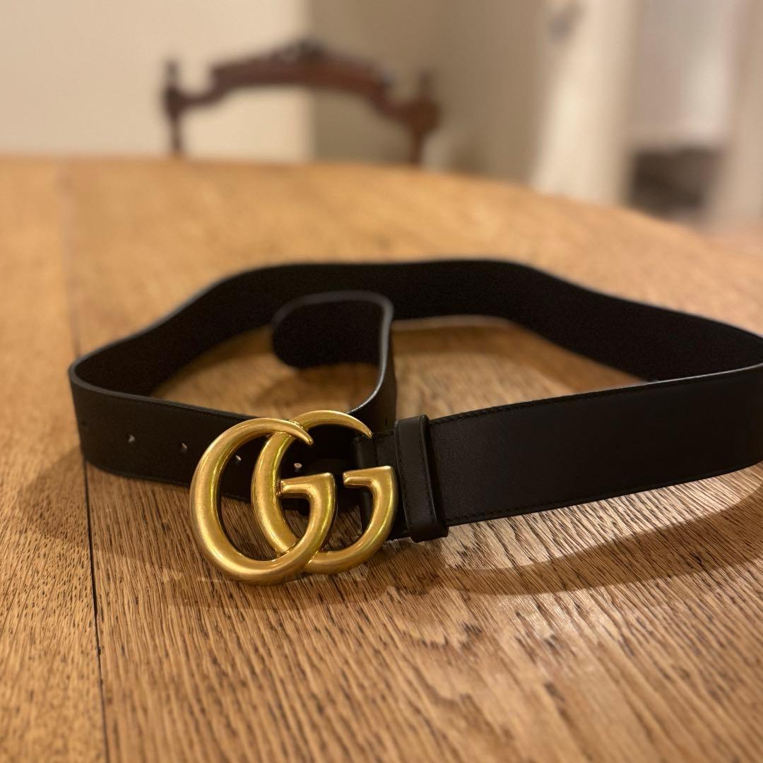 GUCCI グッチ GGマーモント ベルト ゴールド 80・32