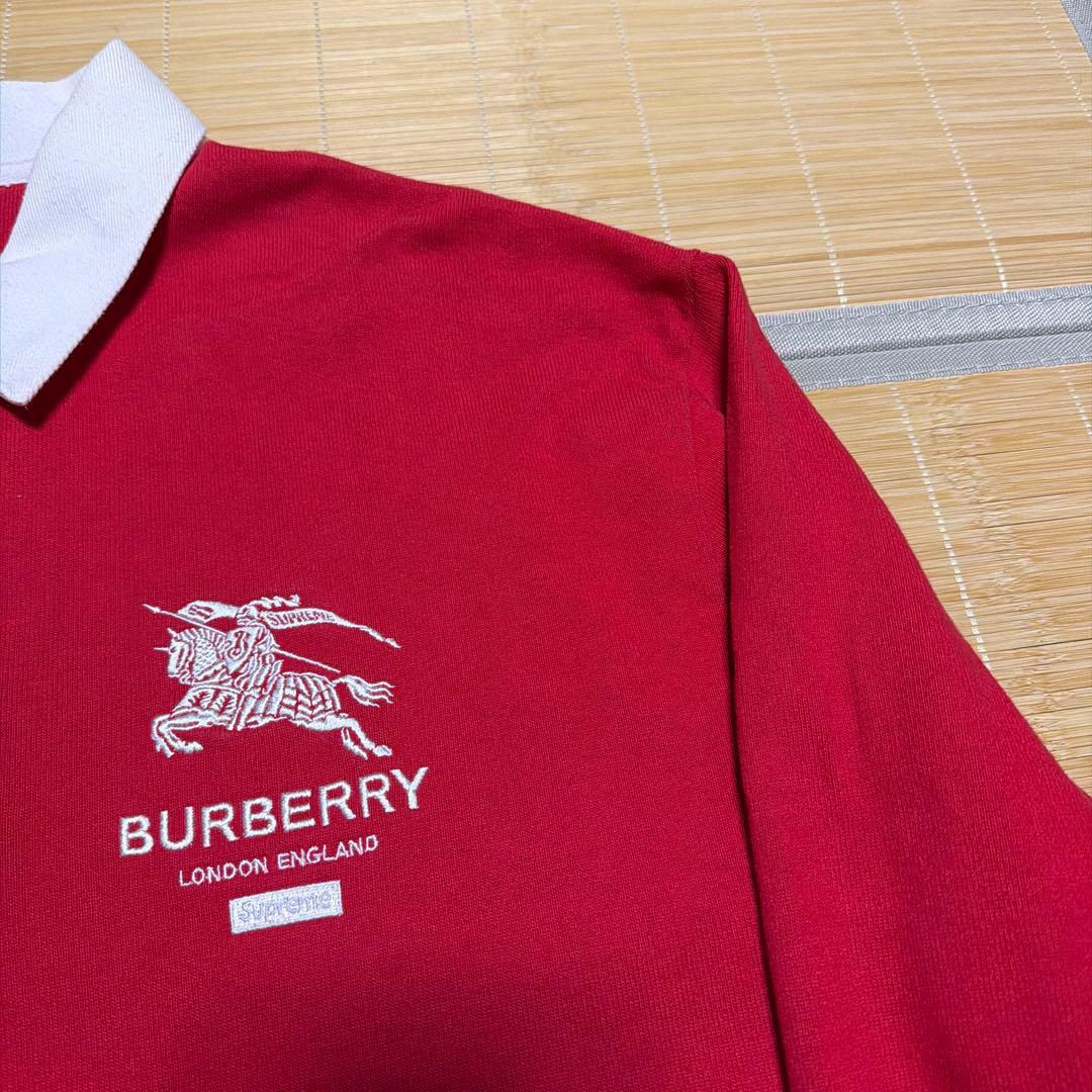 22ss Supreme BURBERRY Rugby ラガーシャツ　L 赤