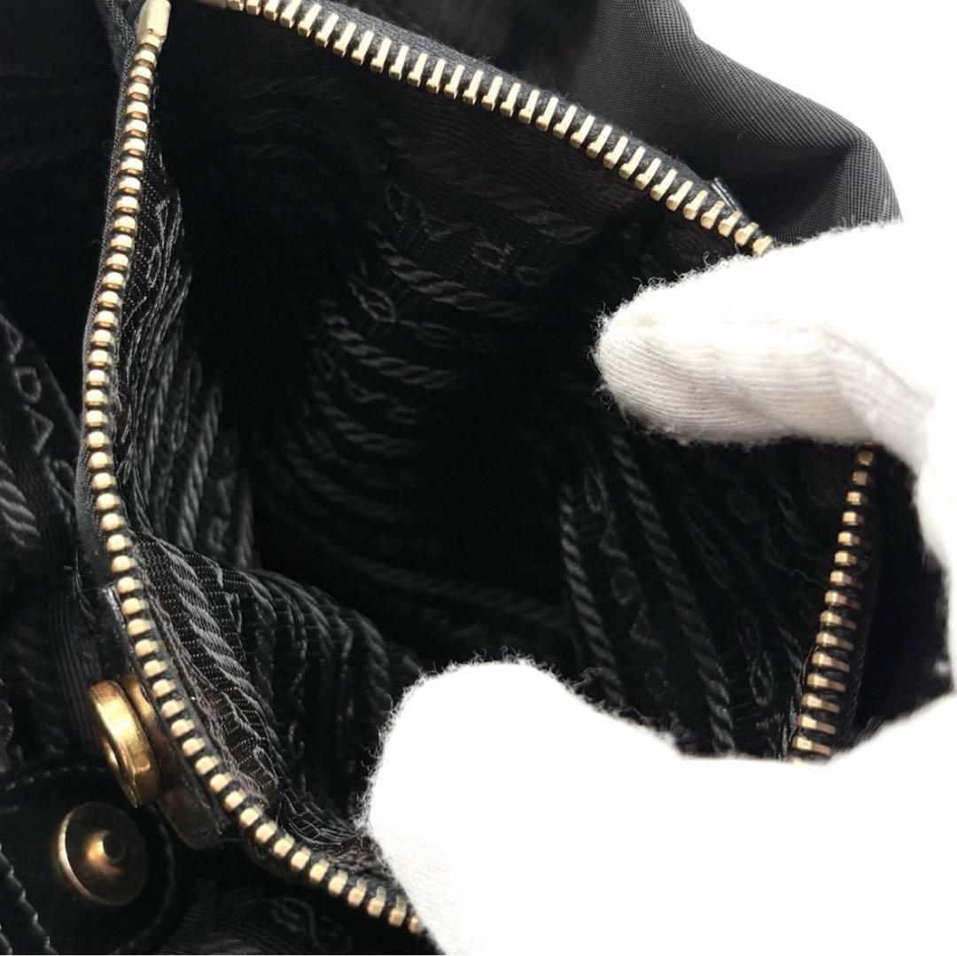 極美品✨プラダ トートバッグ ナイロン レザー 三角ロゴ ゴールド金具 ブラック