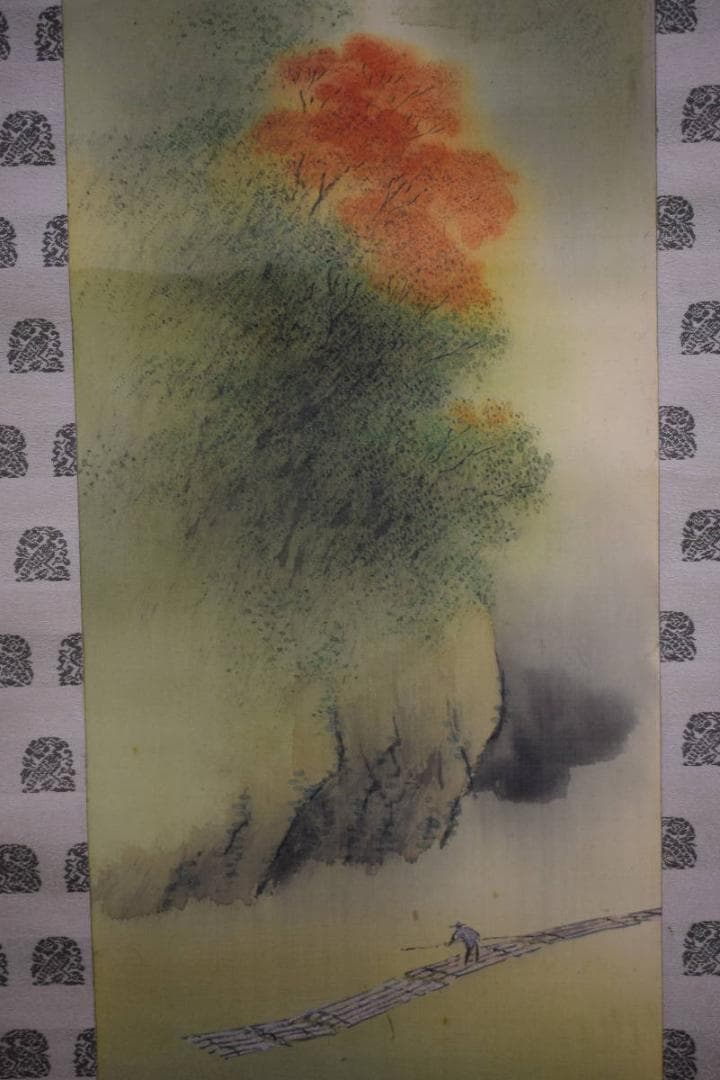 真作/平井楳仙/嵐峡秋景/秋/桐共箱二重箱付/布袋屋掛軸HG-828