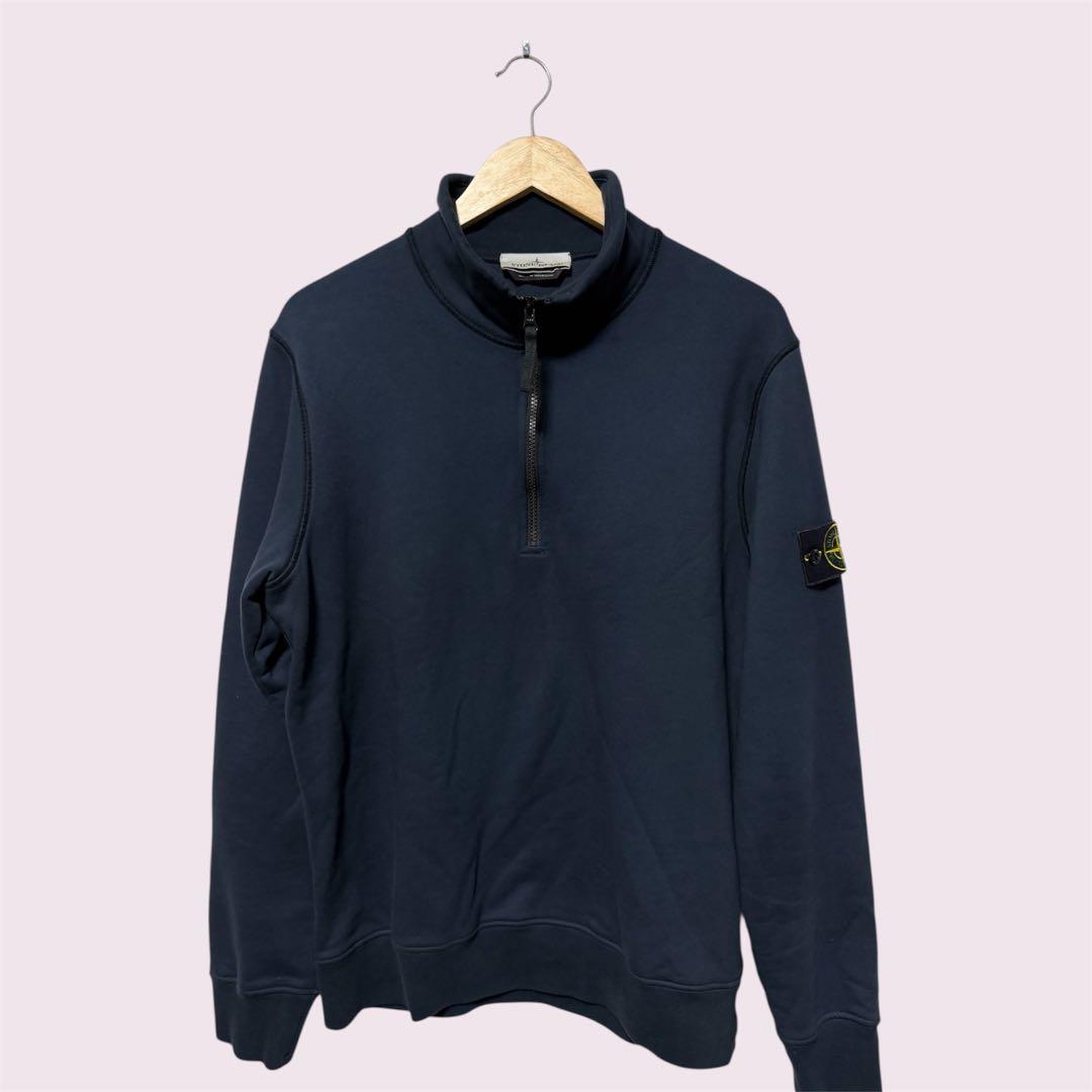 STONE  ストーンアイランド ネイビー ハーフジップスウェット