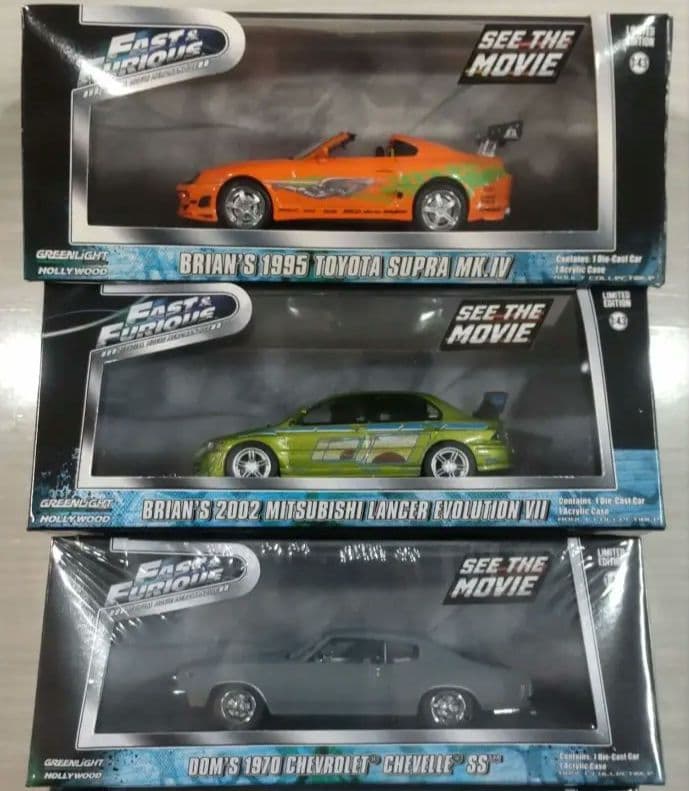 グリーンライトワイルドスピード ミニカー開封済み＆未開封３台セットPダメージ有り