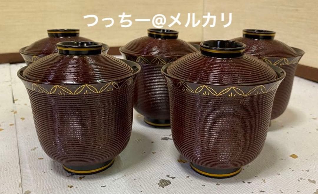 【茶道具】溜塗千筋端反箸洗　七宝（紙箱）　○