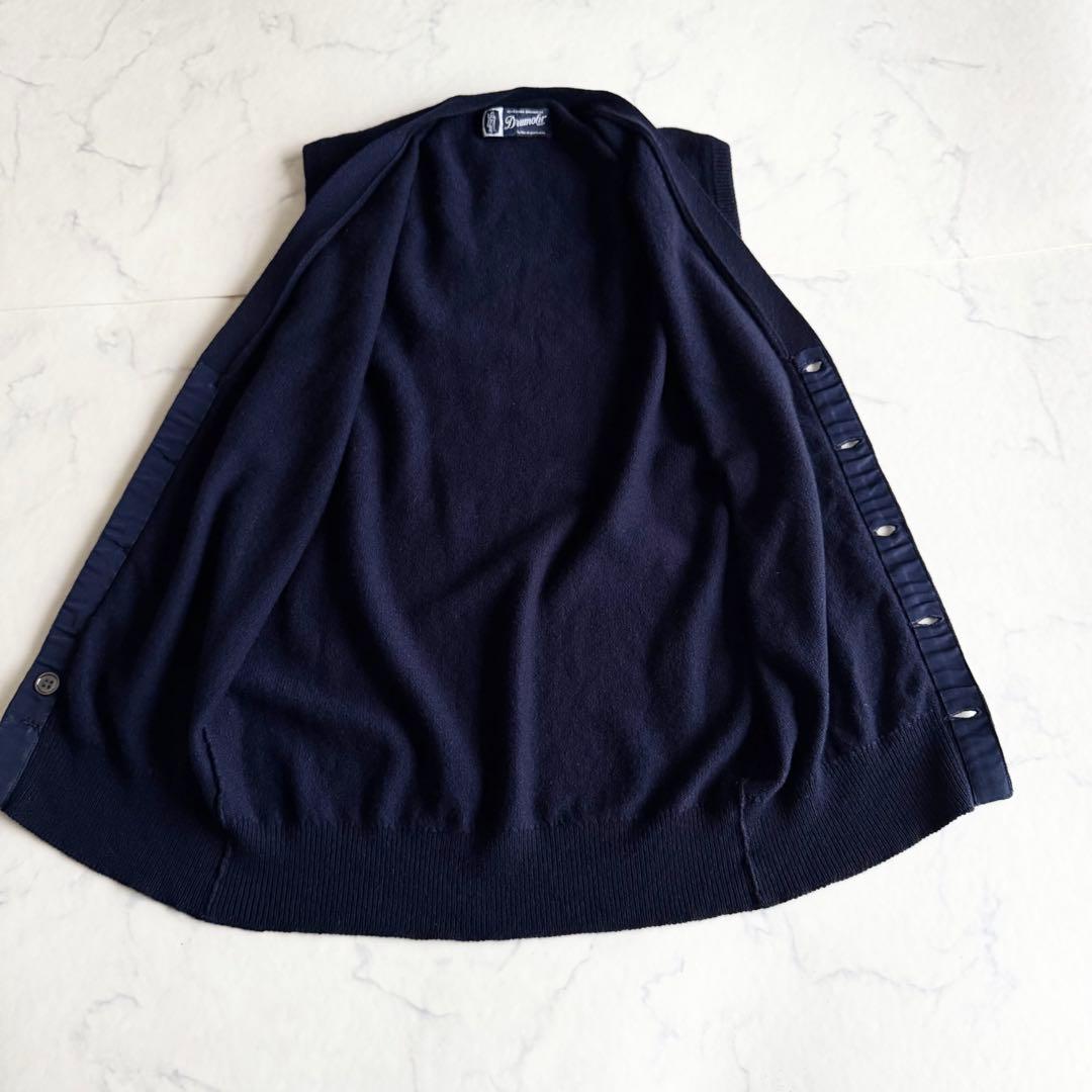 ドルモア カシミヤ100% ニットベスト スコットランド製 紺 Drumohr