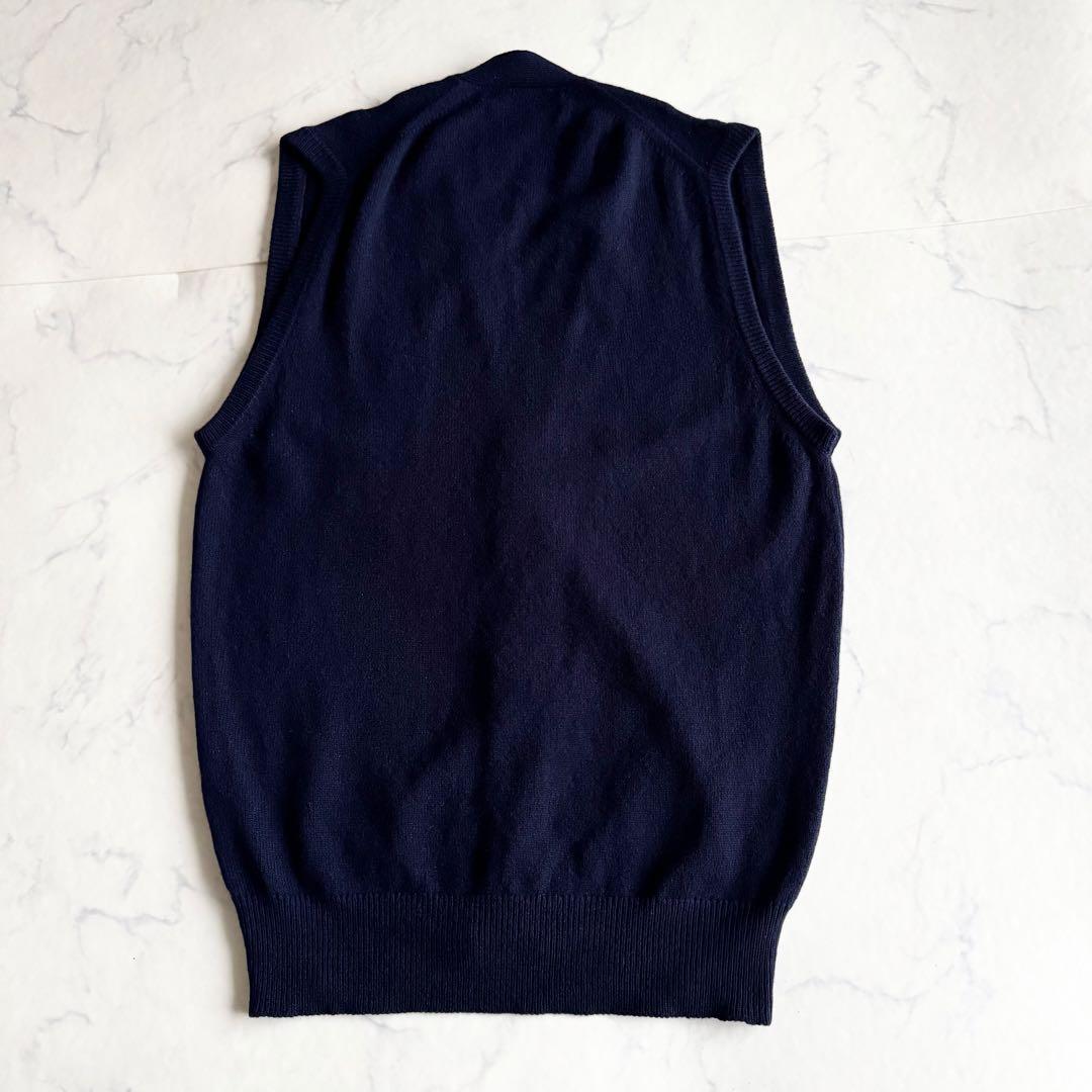ドルモア カシミヤ100% ニットベスト スコットランド製 紺 Drumohr