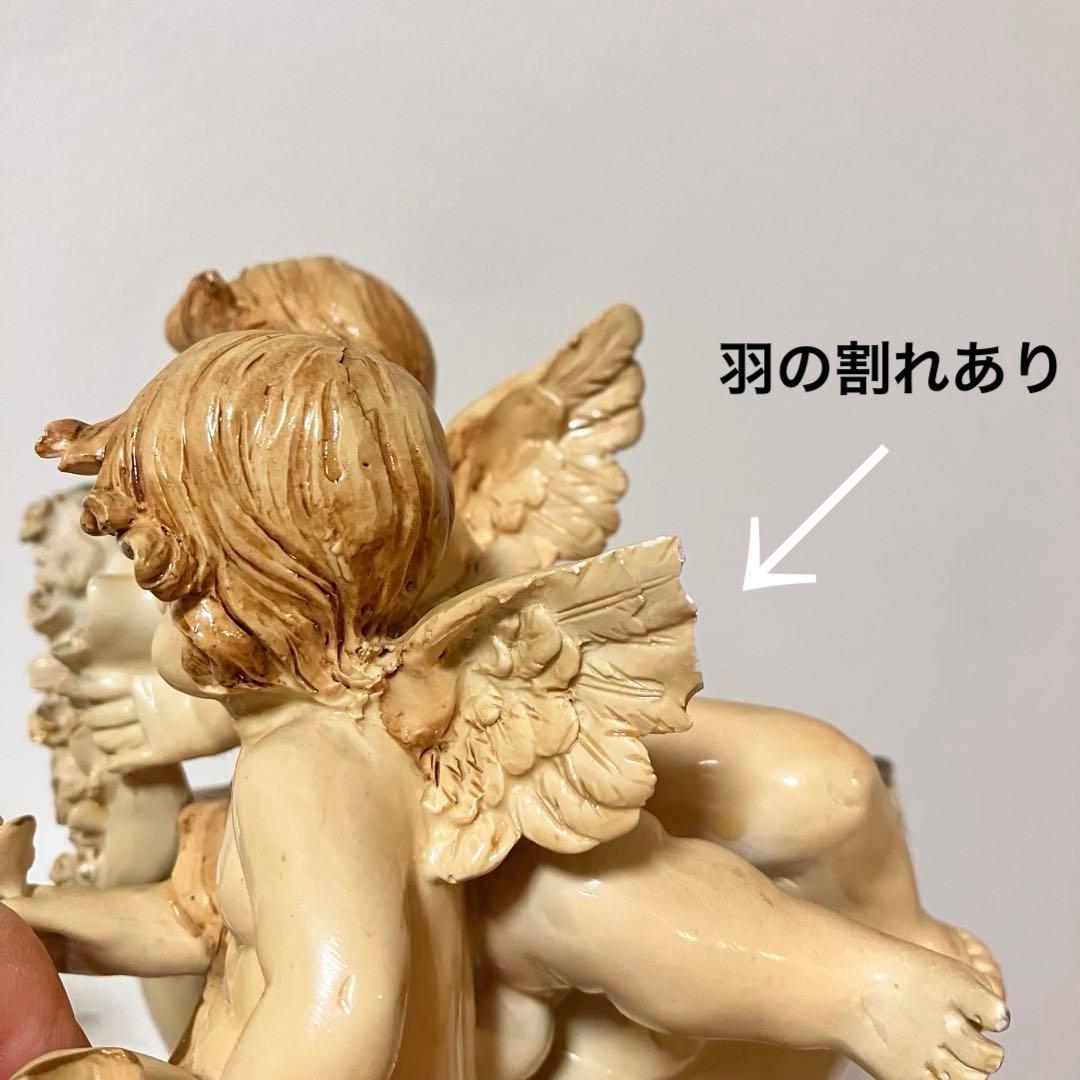 イタリア製 天使 エンジェル アンティーク調 置物 小物入れ／陶器製 バスケット
