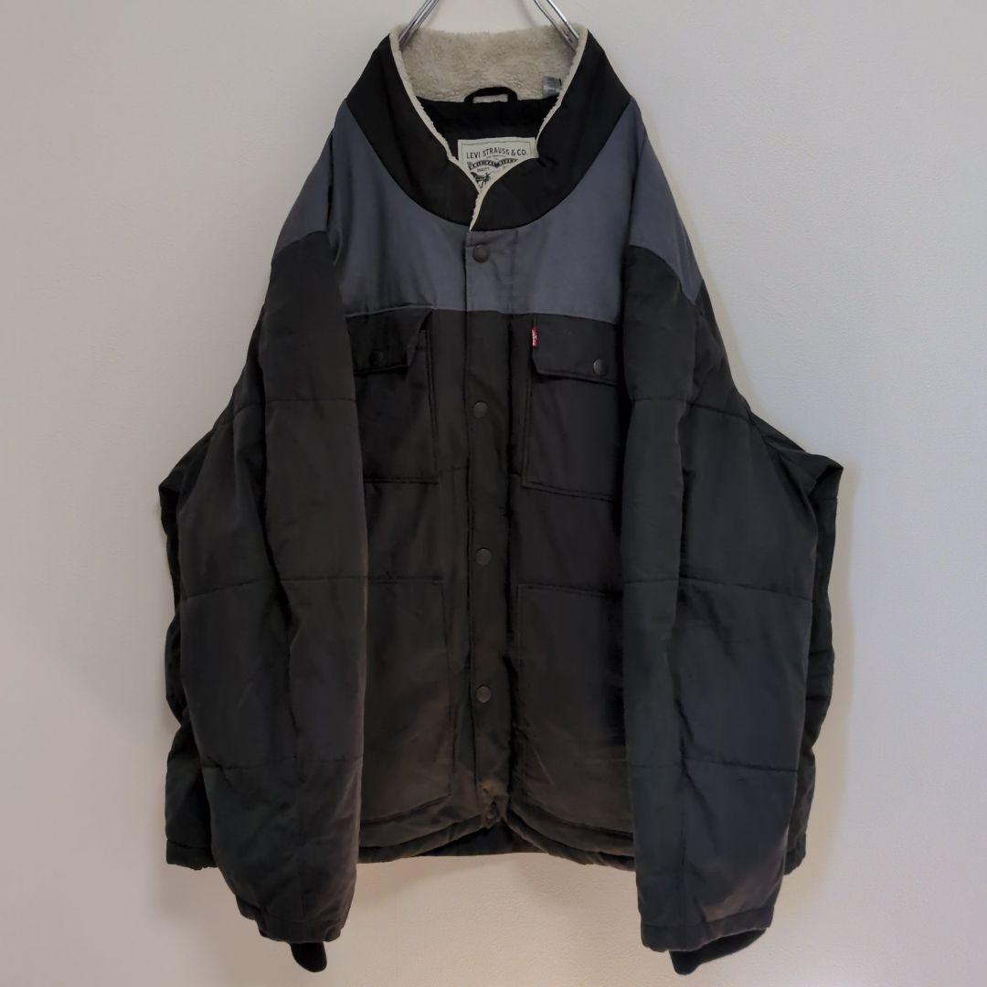 F48【US輸入】リーバイス　ダウンジャケット【メンズ3XL】ブラック　グレー