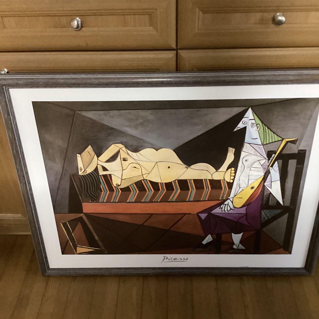 ピカソのポスターアート　　豪華木枠額装仕立て　　前面アクリル板仕様　状態良好