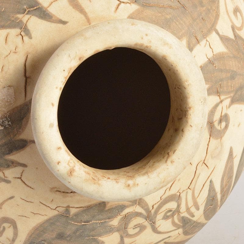 中国　磁州窯白磁　鉄絵花卉文瓶　M　6321C