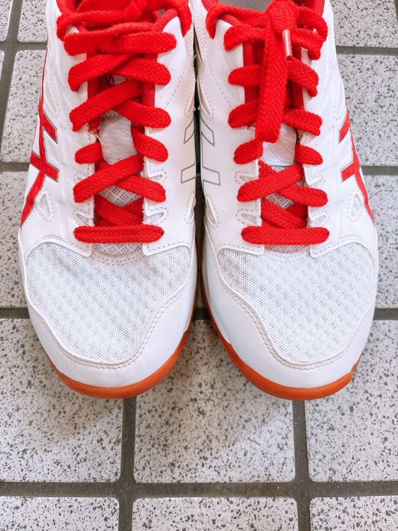 【美品】asics/バレーボールシューズ ホワイト/レッド/26.5/メンズ