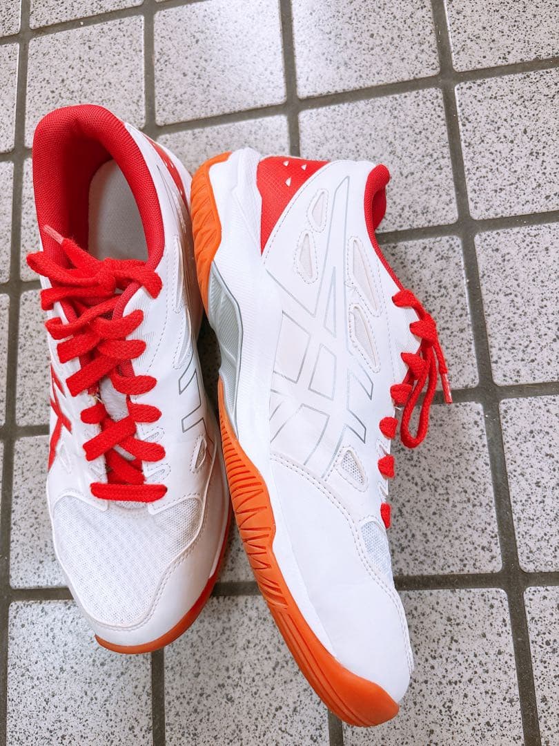 【美品】asics/バレーボールシューズ ホワイト/レッド/26.5/メンズ