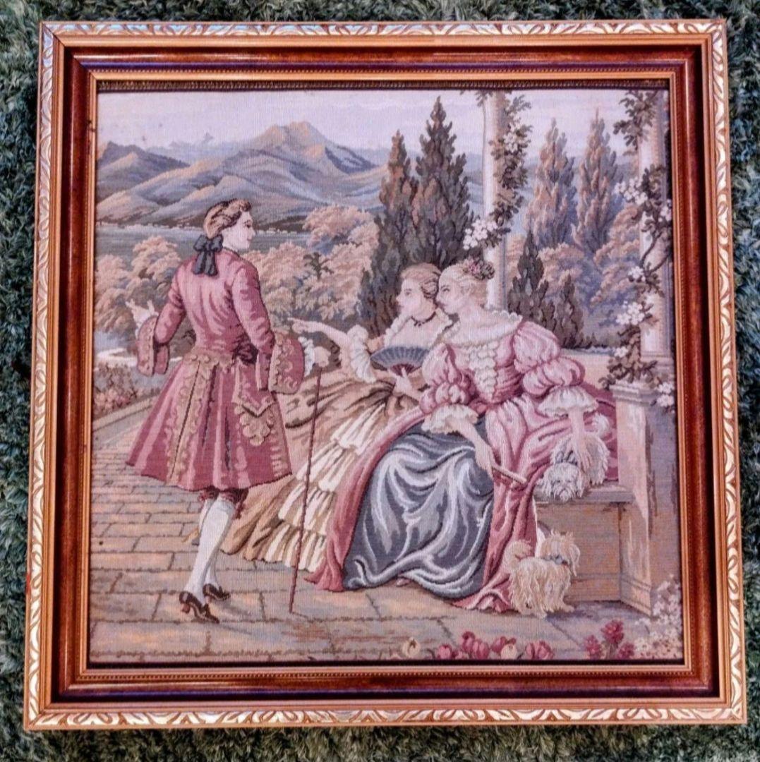 超特価　高級　レア　コブラン織り　刺繍絵　タペストリー　額縁　貴族