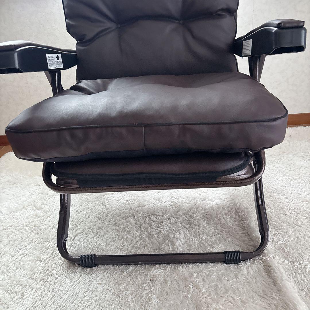 イタリア製】折り畳み　可能　リクライニングチェア　ワインレッド　レザー