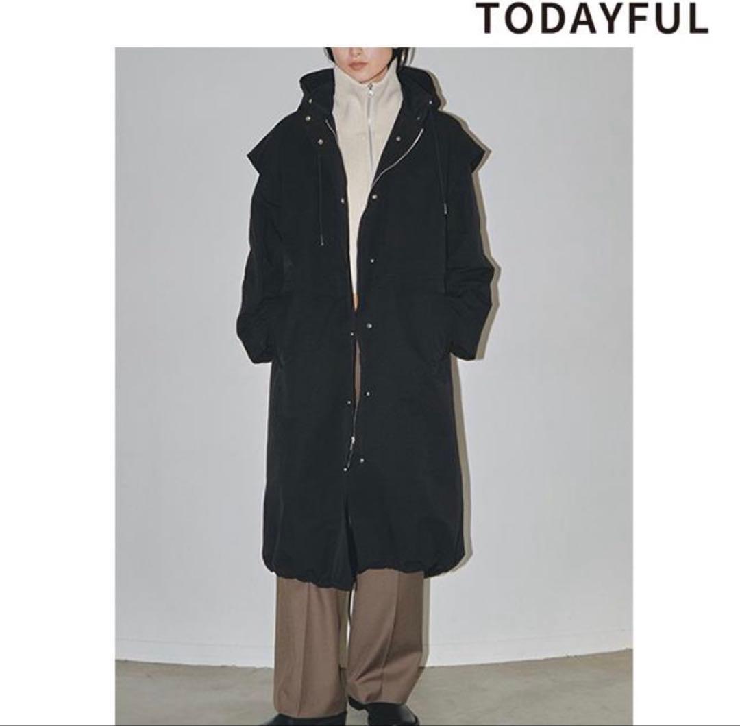 TODAYFUL トゥデイフル Nylon Hoodie Coat BLACK