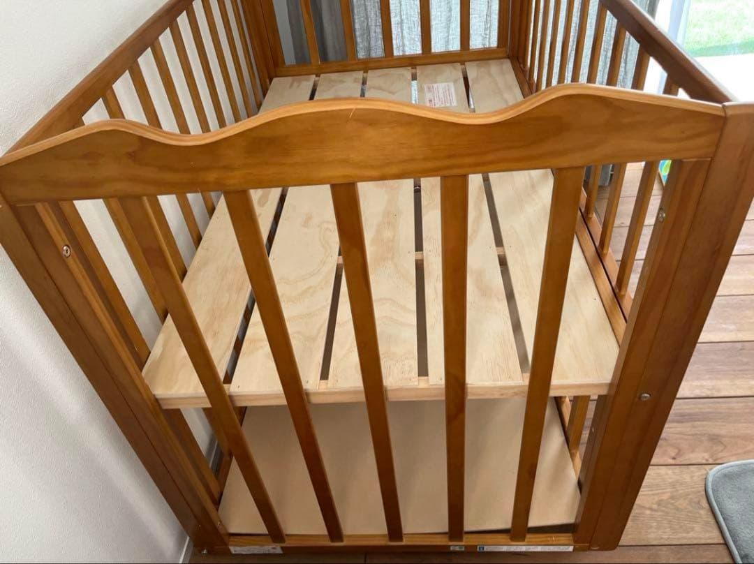 シーツ・防水シーツ付き！　送料込　大和屋　木製　ベビーベッド レギュラー