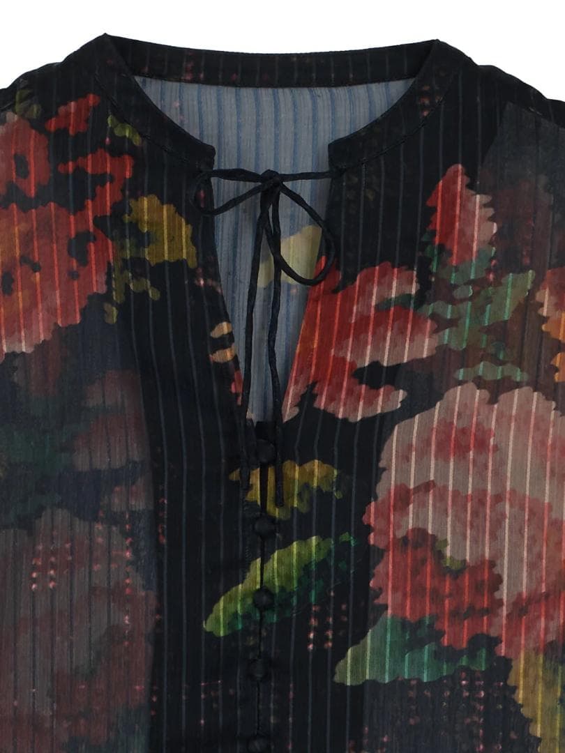 トップス JACQUARD FLOWER PATTERN SHEER BLOUSE