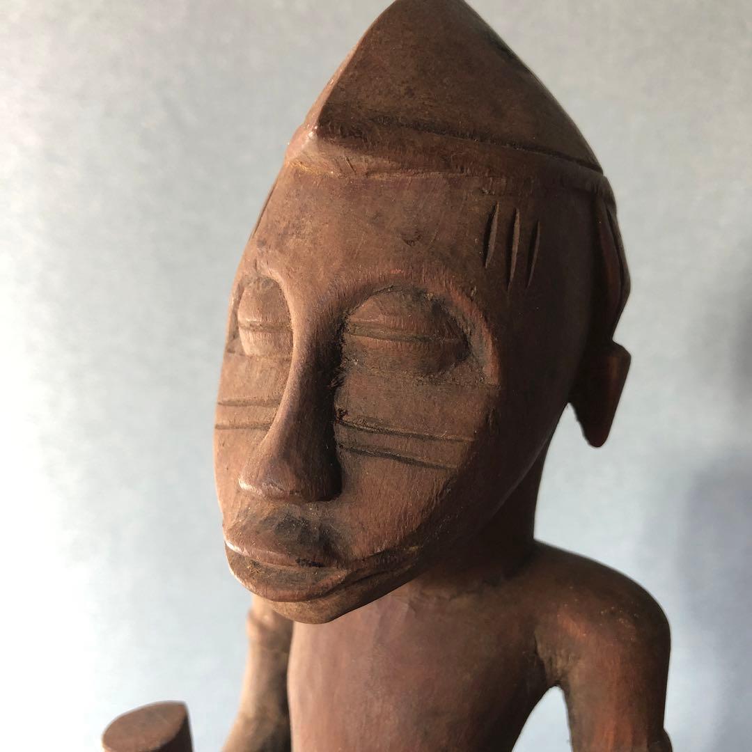 アフリカコートジボワール　バウレ族アンティーク木彫　彫像　アフリカ工芸品