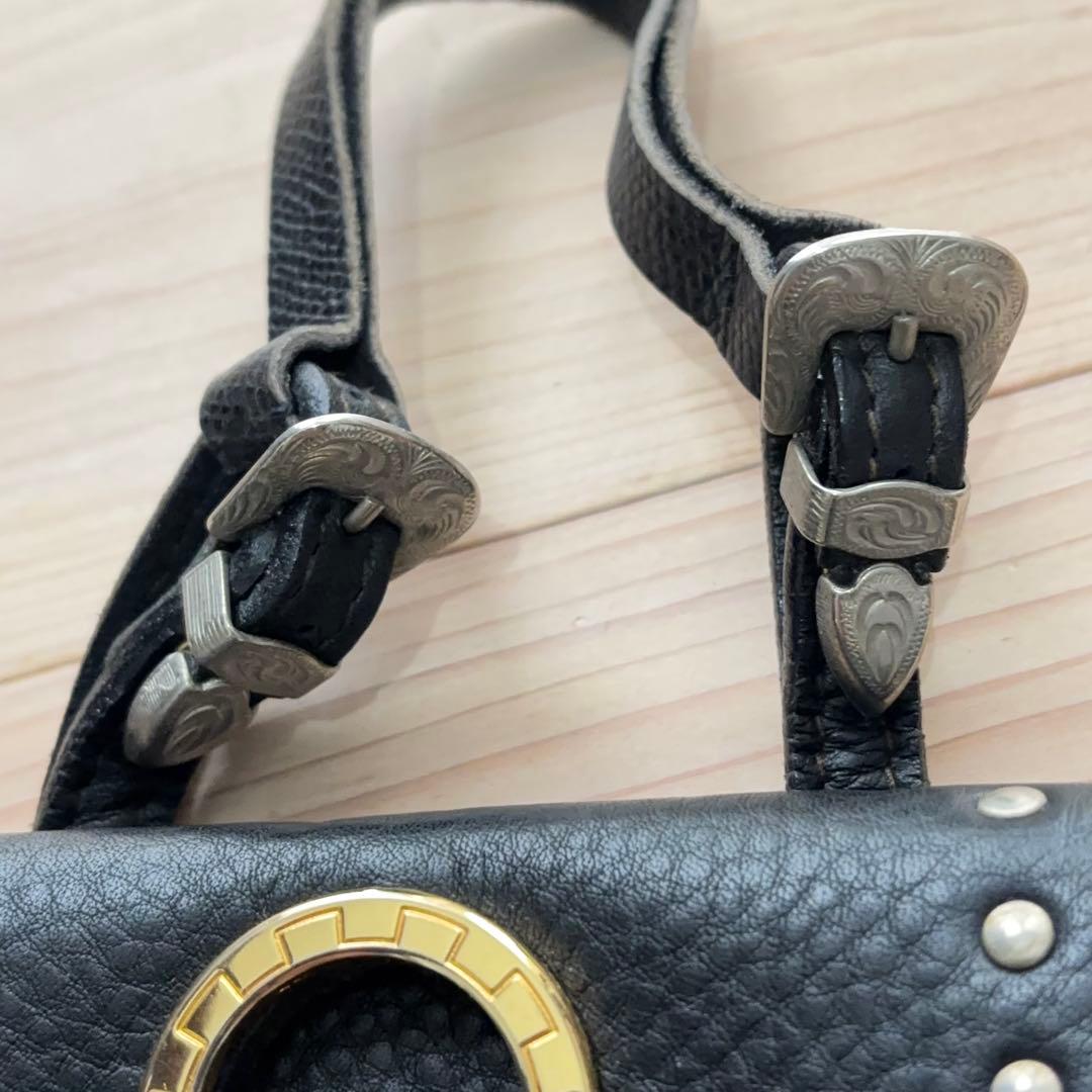 美品【ジャンニ ヴェルサーチ】メデューサ レザー ミニベルトポーチ